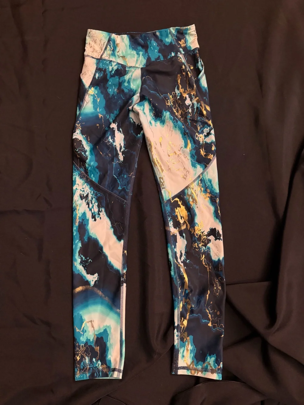 Old Navy Kids Marble-Print Active Leggings - Blue/Teal, Girls 10/12